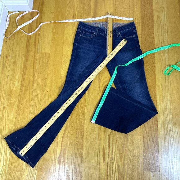 Paige Jeans Low Rise Flared Leg Dark Wash Bell Canyon (27) - Picture 7 of 8